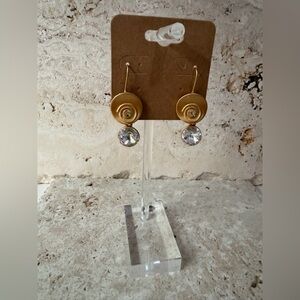 Elegant Brushed Gold Drop Earrings with Rhinestones | Modern Glam Quiet Luxury